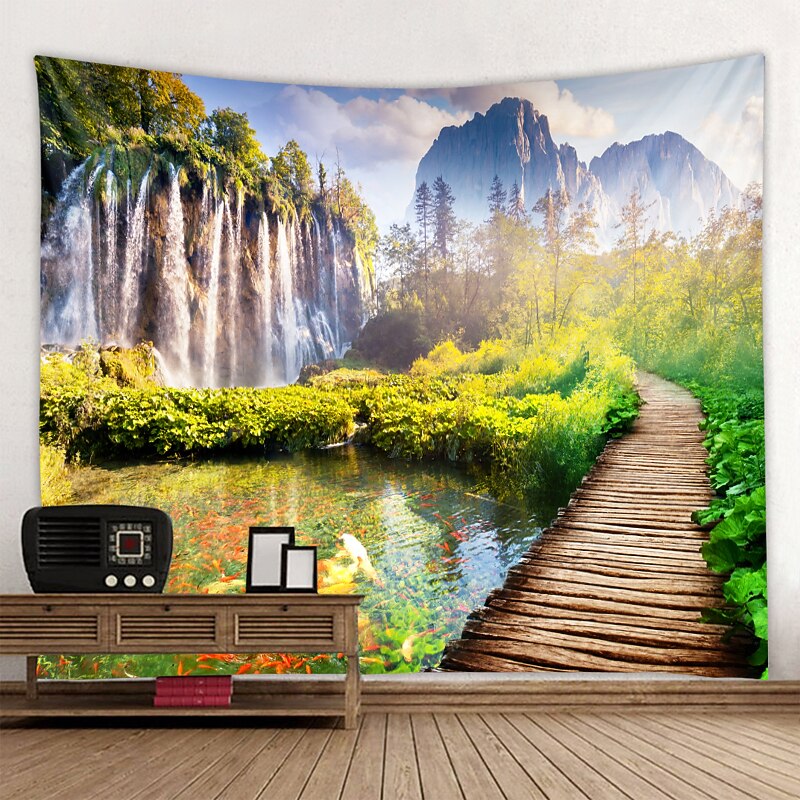 Beautiful Landscape Castle Ship Wall Hanging Tapestry Art Deco Blanket Curtain Hanging Home Bedroom Living Room Decor4