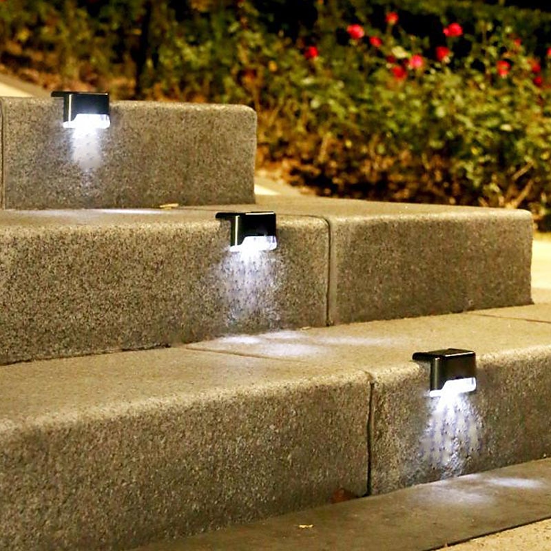 4pcs Solar Step Lights Outdoor LED Deck Stair Lights Waterproof LED for Garden Fence Step Railing Stairs Yard Patio Pathway Holiday Light4
