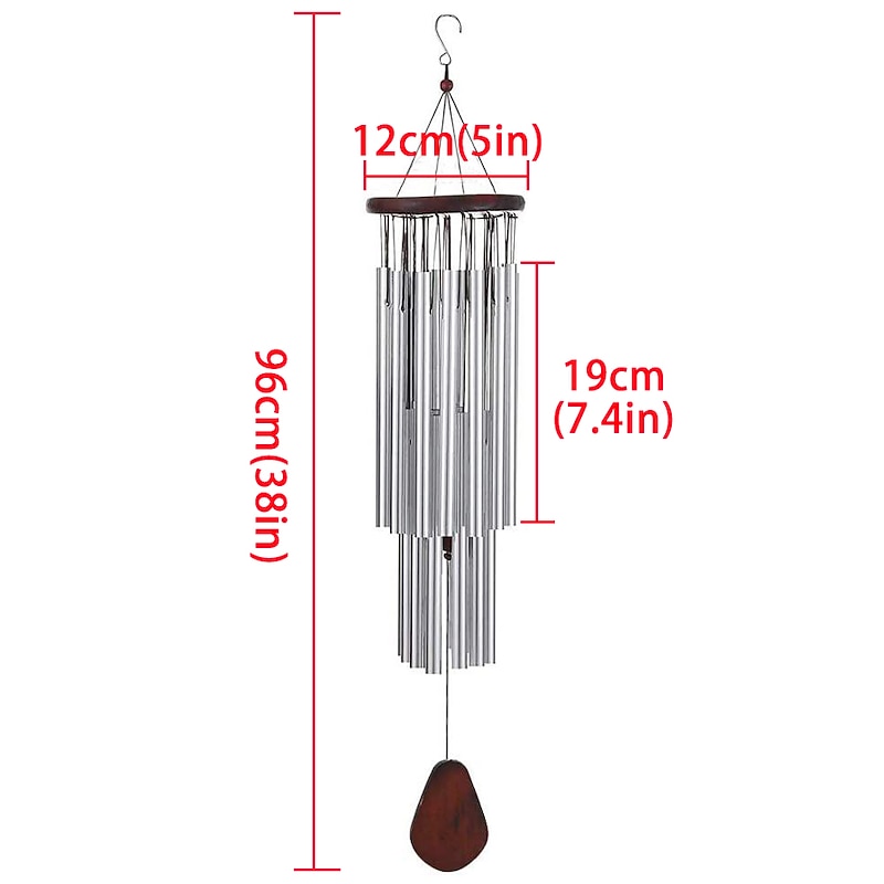 27-Tube Pine Silver Bell Metal Anti-Rust Wind Chimes For Outside Soothing Melodic Tones Outdoor Hanging Decor Art Gift For Patio, Porch, Garden, and Backyard.2