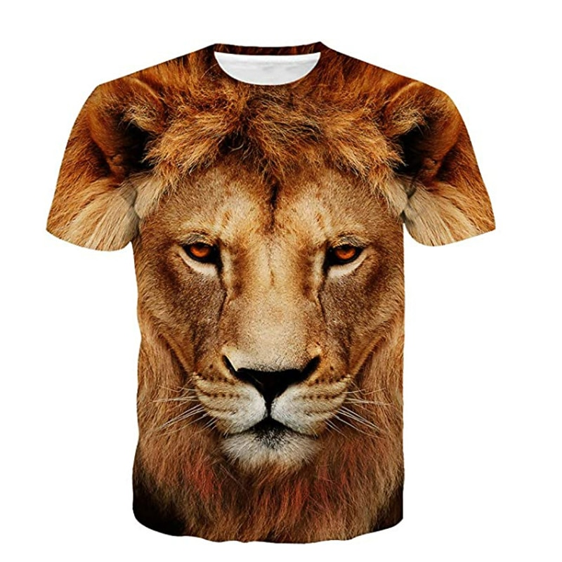 Boys 3D Animal Lion T shirt Short Sleeve 3D Print Summer Spring Active Sports Fashion Polyester Kids 3-12 Years Outdoor Daily Regular Fit