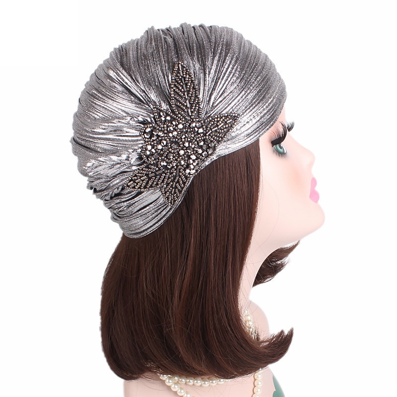 Retro Vintage Roaring 20s 1920s Ruffle Turban Hat Headwraps Charleston Wedding Guest Fancy Dress Women's Masquerade Casual Daily Wedding Reception Bachelorette Party Adults' Hat3