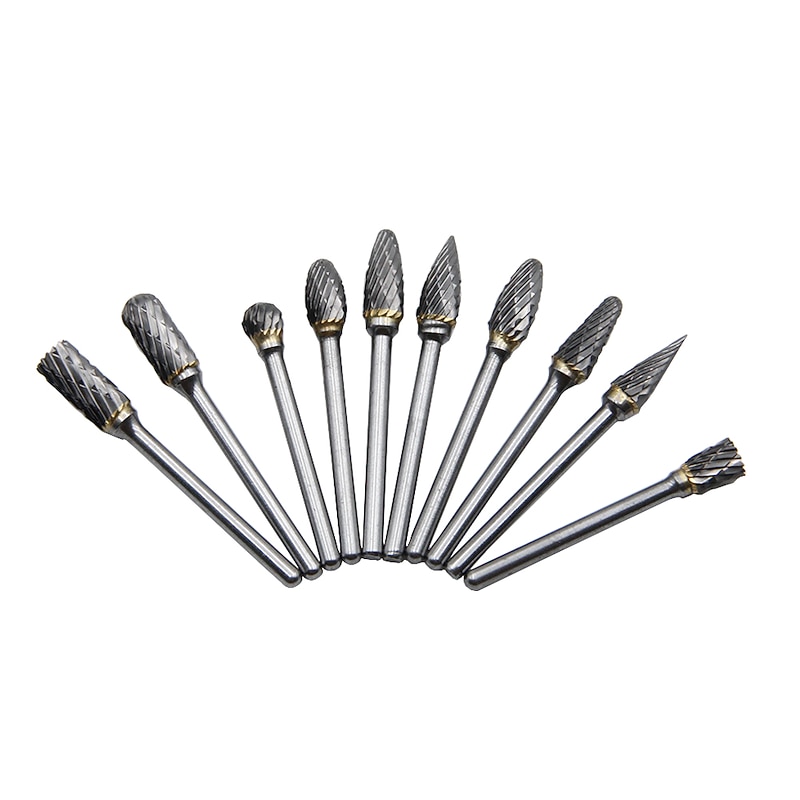 10pc Cemented Carbide Rotary File 3 * 6 Double Grain Tungsten Steel Grinding Head Die Woodworking Grinding File For Electric Grinding2