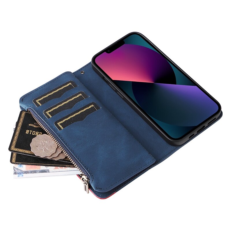 Phone Case For iPhone 17 Pro Max 17 Air 16 15 14 Pro Max Plus 13 Pro Max Mini Wallet Case Flip Cover Zipper with Wrist Strap Shockproof PU Leather4