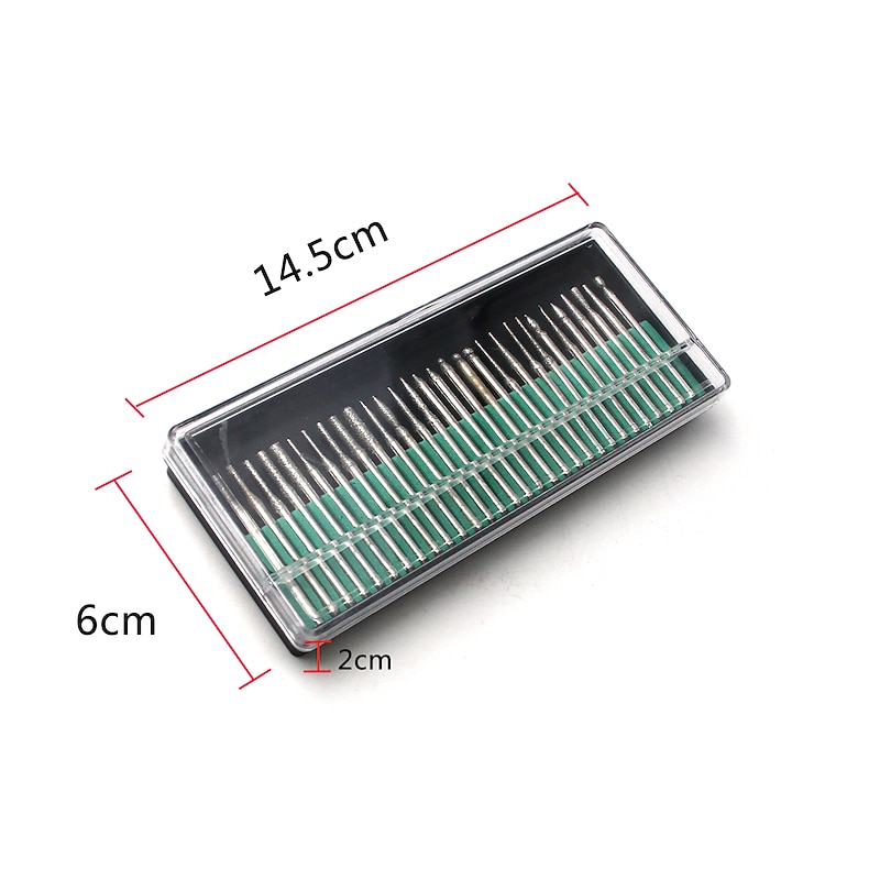 30PC Electric Drill Boxed Diamond Grinding Needle Nail Grinding Head Brazing Grinding Rod Mini Electric Grinding Carving Accessories2