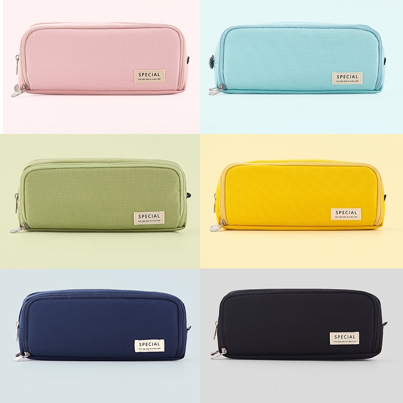Pencil Cases Wear-Resistant Multifunction With Zipper Canvas for School Office Student, Back to School Gift3