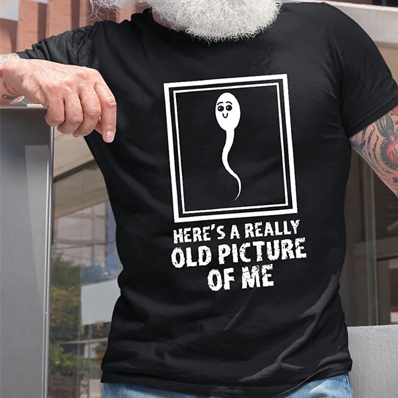 Funny Men's Graphic T-Shirt - 'Here's A Really Old Picture Of Me' Sperm Cell Humor Tee2