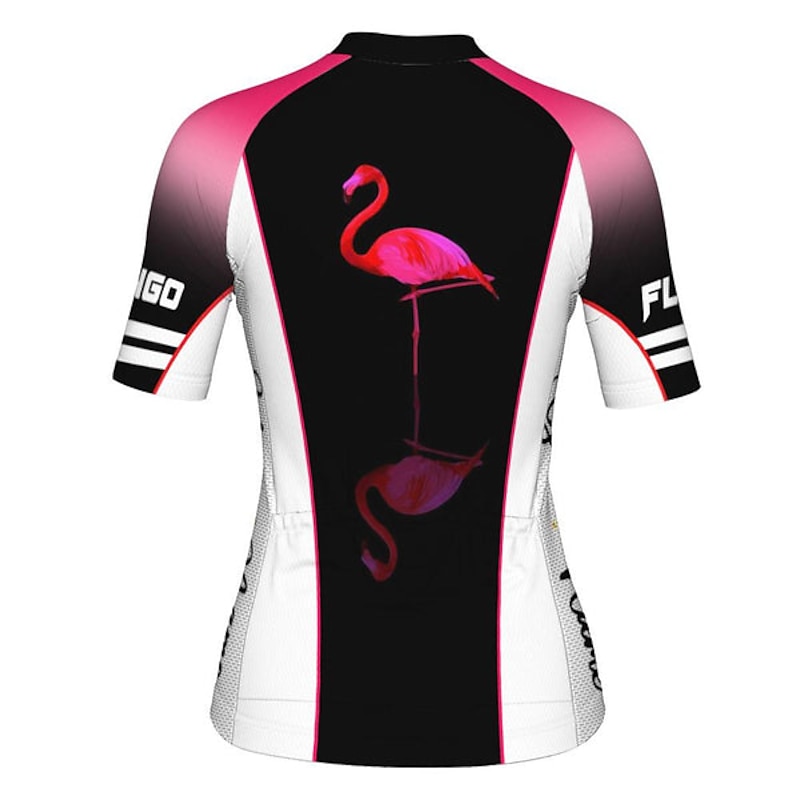 Women's Cycling Jersey Flamingo Funny Short Sleeve Bike Jersey Top with 3 Rear Pockets Mountain Bike MTB Road Bike Cycling Quick Dry Reflective Strips Back Pocket Moisture Wicking Sports Violet Black4