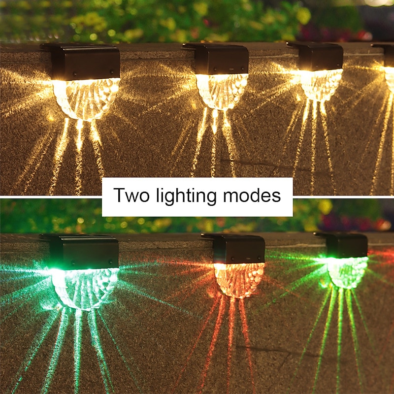 2/4pcs Solar Fence Lights  Outdoor Deck Lights Warm White Waterproof RGB 2 Modes Garden Lights Villa Patio Decoration Landscape Fence Stair Lights3