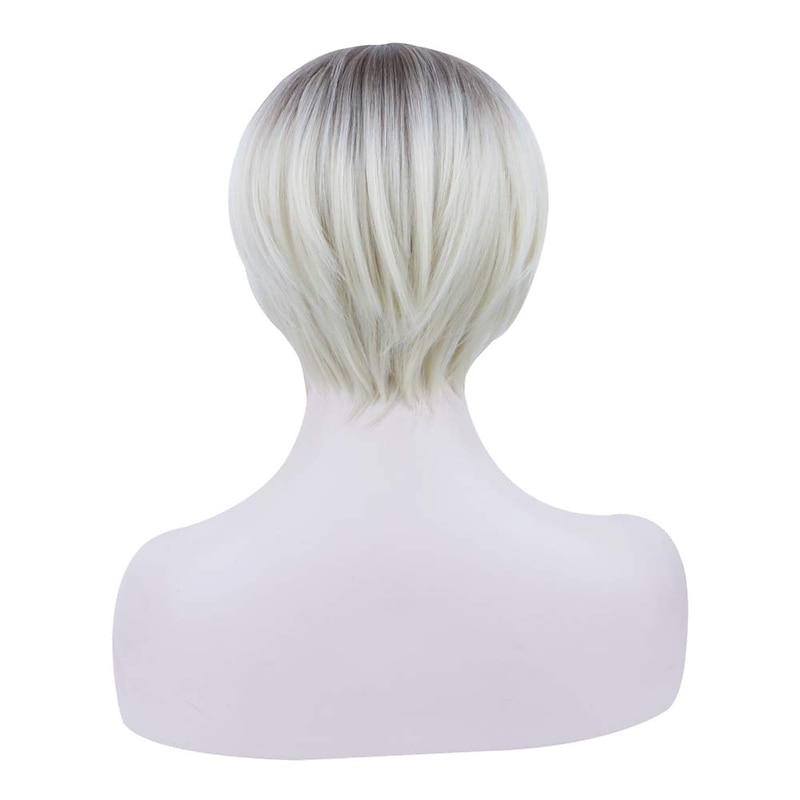 Synthetic Wig Straight Pixie Cut Wig Short  Synthetic Hair Women's Party Fashion Silver Wigs3