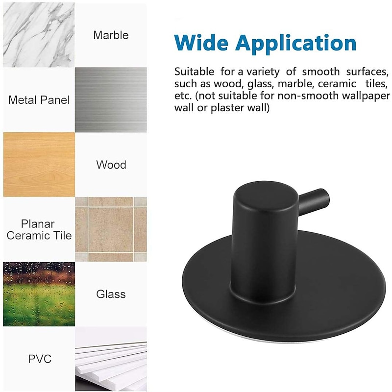 4pcs Wall Hooks Self-adhesive Durable 304 Stainless Steel Wall Hangers Waterproof Rustproof for Kitchen Bathrooms 3M4