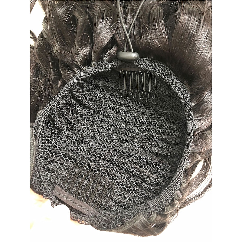 Human Hair Drawstring Ponytail For Black Women 8A Brazilian Virgin Natural Wave Clip In Ponytail Extension One Piece Human Hair Pieces Natural Black2