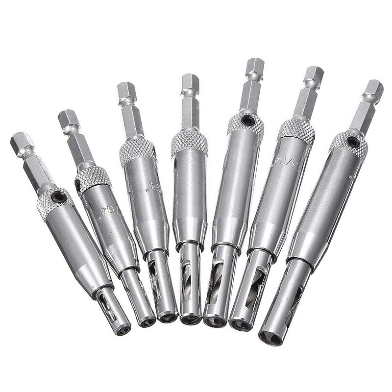 7pcs Door Lock & Hinge Drill Bit Set Self Centering Pilot Hole HSS Hex Shank Wood Tool Hole Saw DIY Wholesale Price