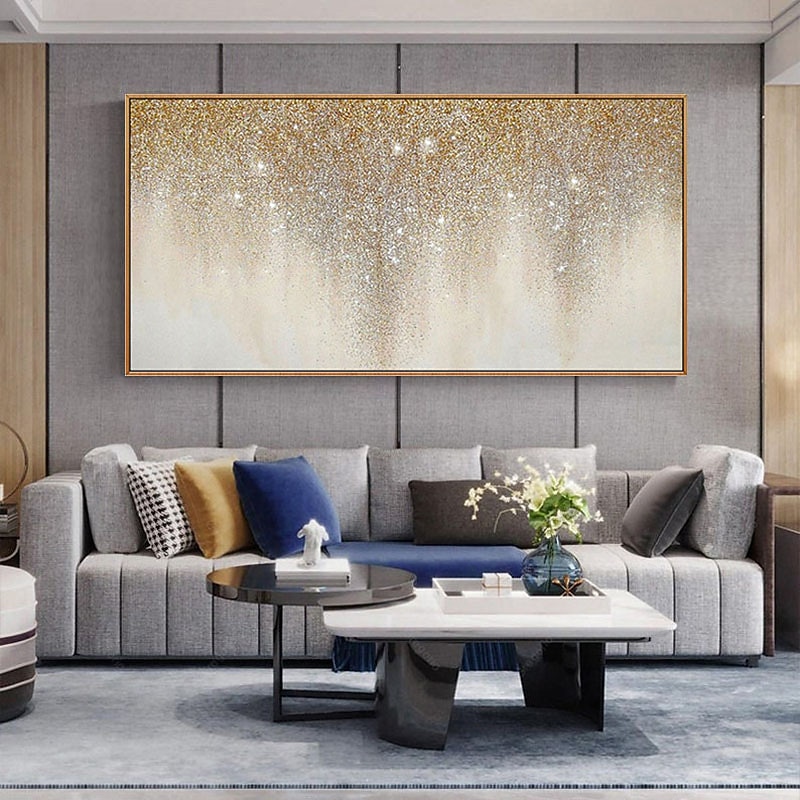 Oil Painting 100% Handmade Hand Painted Wall Art On Canvas Vertical Abstract Golden Still Life Contemporary Modern Home Decoration Decor Rolled Canvas No Frame Unstretched4
