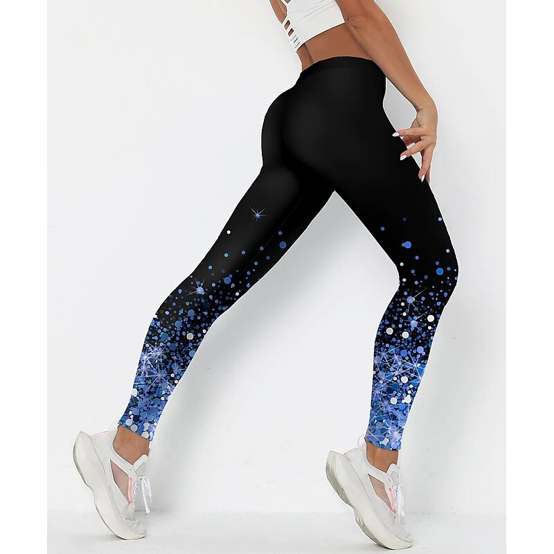 Women's Yoga Pants Butt Lift Tummy Control High Waist Pilates Gym Workout Fitness Cropped Leggings Bottoms Color Gradient Spot Black Yellow Blue Spandex Sports Activewear Stretchy Skinny2