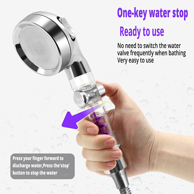 Shower Head High Pressure 3-Function SPA Shower Head With Switch On/Off Button Filter Bath Head Water Saving Shower Bathroom4