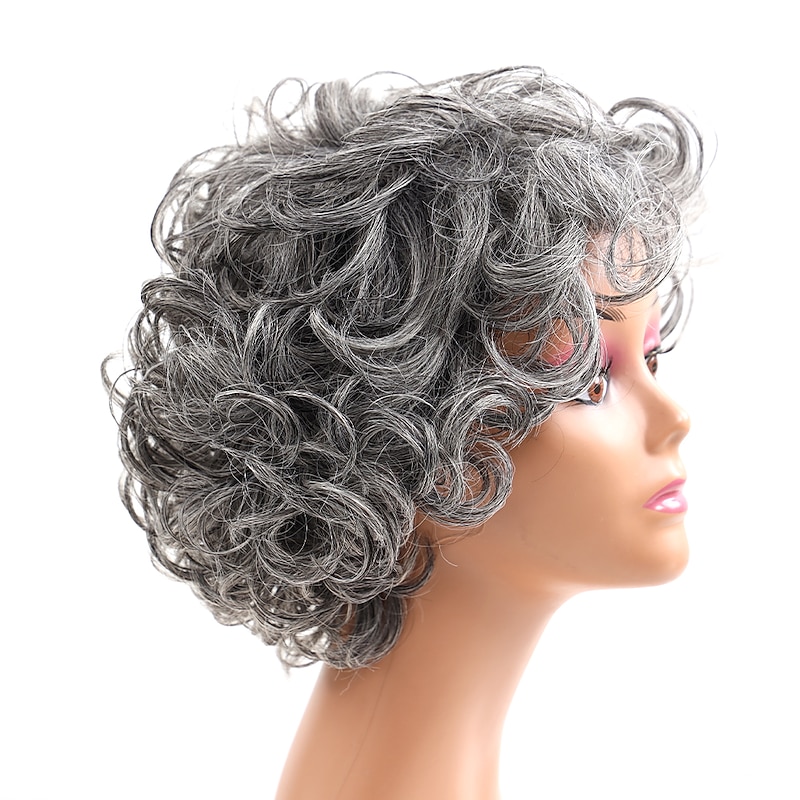 Synthetic Hair Mix Color Short Natural Wave Pixie Cute Wig For Women Heat Resistant Fiber Daily Wigs Gray Color3