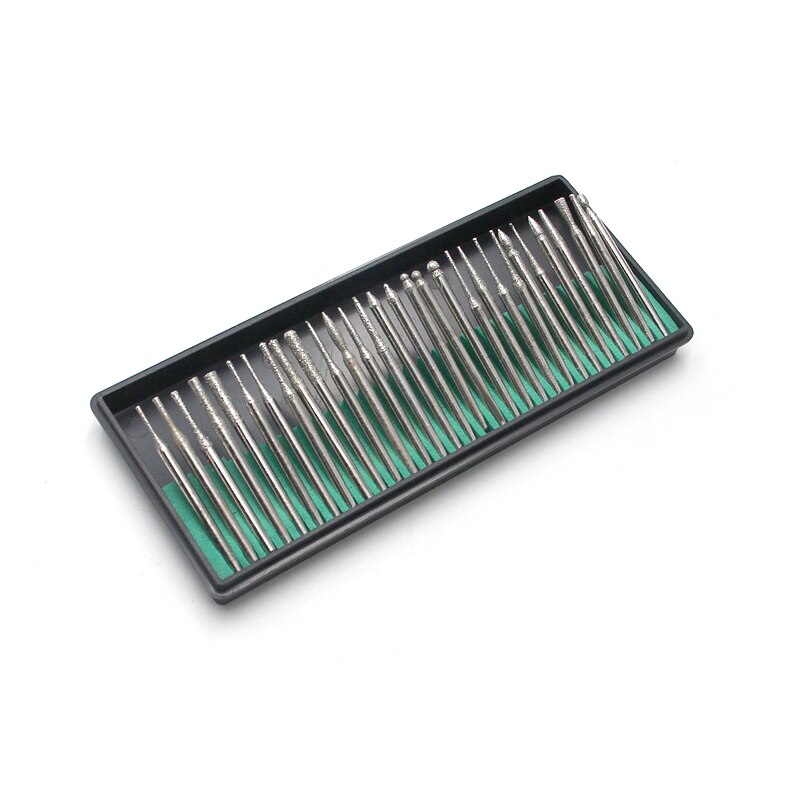 30PC Electric Drill Boxed Diamond Grinding Needle Nail Grinding Head Brazing Grinding Rod Mini Electric Grinding Carving Accessories