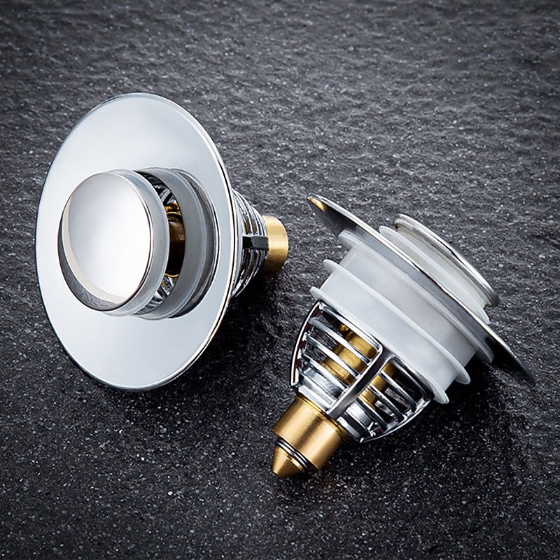 Universal Stainless Steel  and Copper Pop-Up Bounce Core Basin Drain Filter Hair Catcher Shower Sink Strainer Bath Stopper Bath Stopper Plug Bathtub Bathroom Tool2