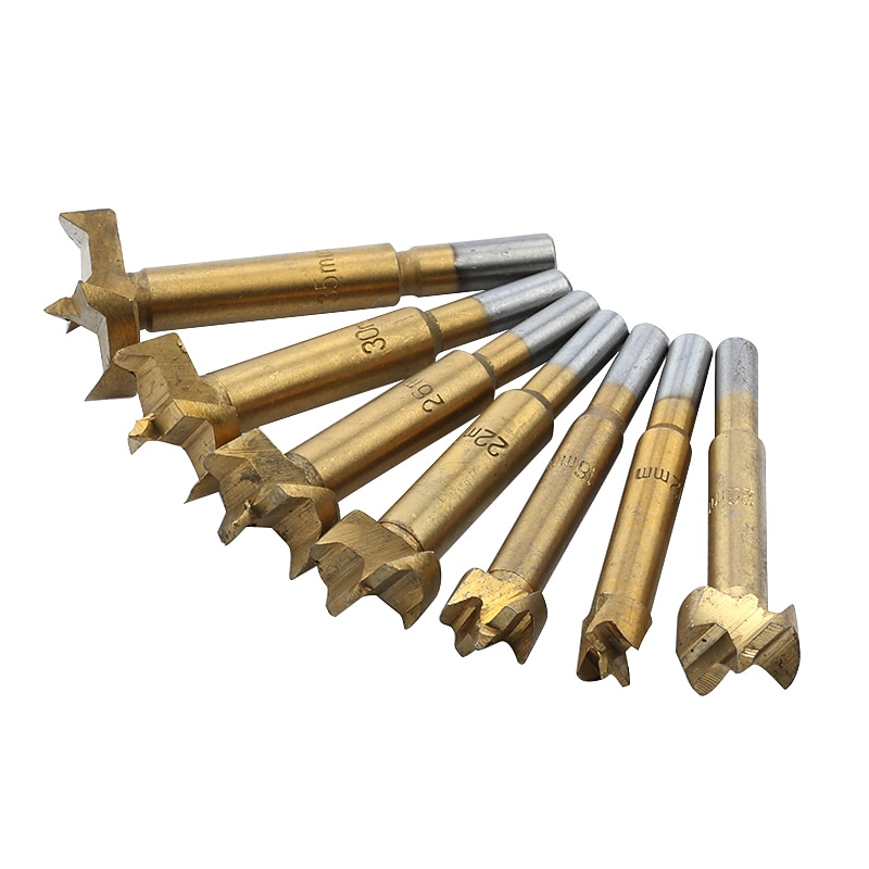7pc Titanium Plating Woodworking Flat Wing Drill Bit Self Centering Hole Sawing Machine Woodworking Tool Group - Main Image