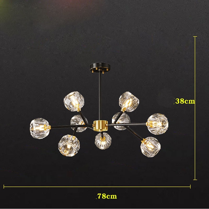 70/78 cm Chandelier LED Crystal Copper Pendant Light Modern Dining Room Living Room 220-240V4