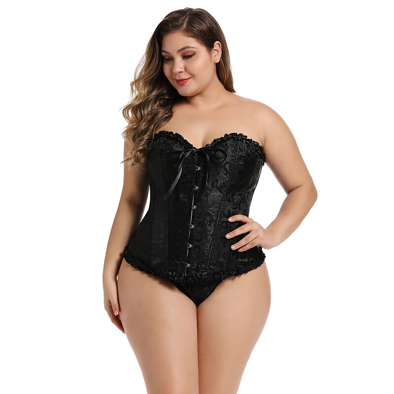 Rococo Overbust Corset Masquerade Overbust Corset Plus Size Cosplay Plus Size Jacquard Tummy Control Push Up Fancy Dress Women's Masquerade Party Carnival of Venice Adults' Corset