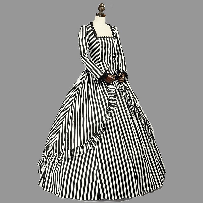 Retro Vintage Rococo 18th Century Dress Prom Dress Stripes Fancy Dress Women's Masquerade Party Casual Daily Carnival of Venice Adults Dress2