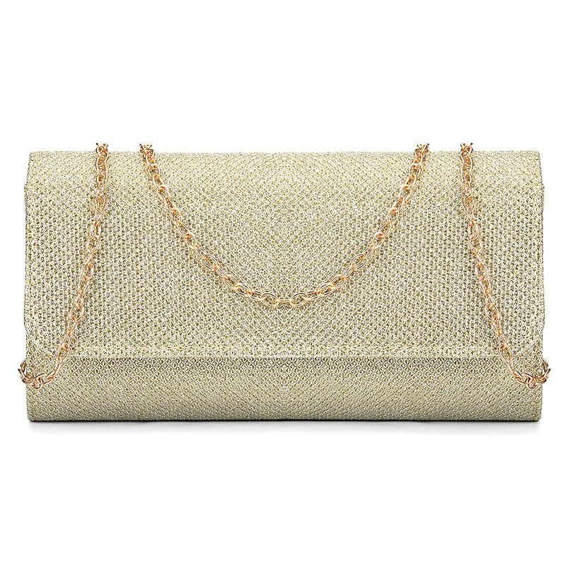 Women's Silver Glitter Clutch Purse – Elegant Evening Handbag with Chain Strap for Weddings, Parties, and Formal Events4