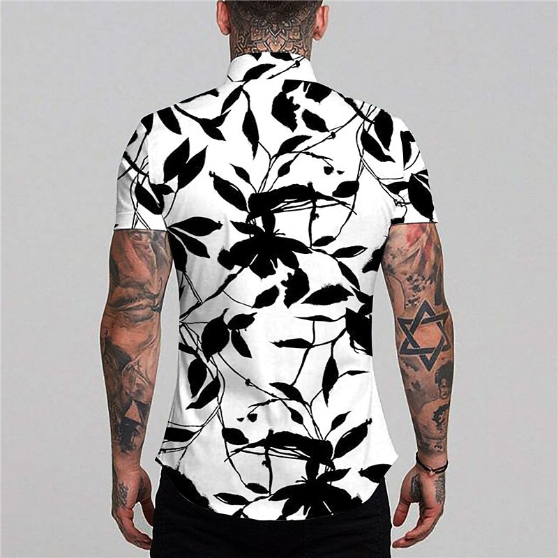 Men's Leaves Tropical Plants Shirt Summer Hawaiian Shirt Aloha Shirt Short Sleeve Shirt Turndown Fashion Designer Casual Outdoor Street Casual White Red Blue Print S M L2