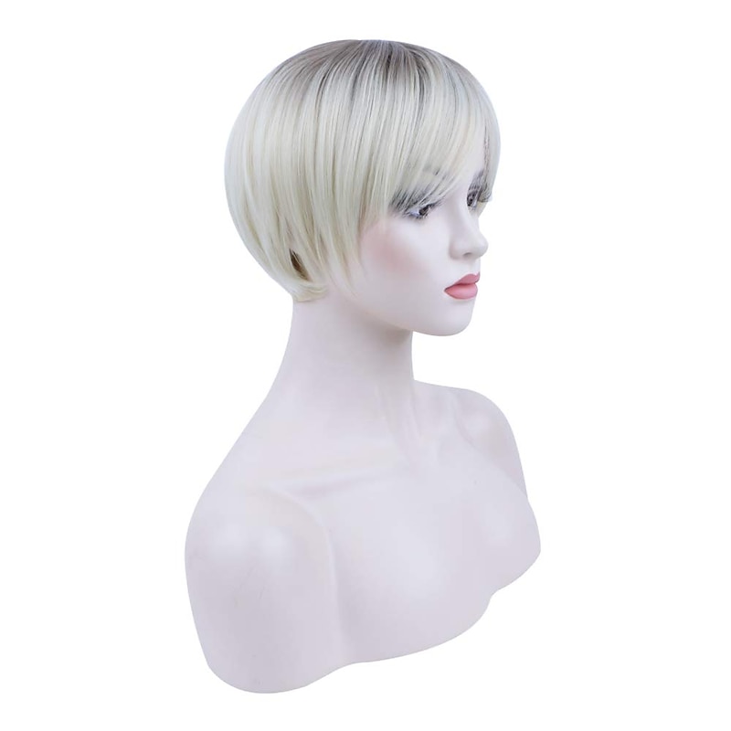 Synthetic Wig Straight Pixie Cut Wig Short  Synthetic Hair Women's Party Fashion Silver Wigs2
