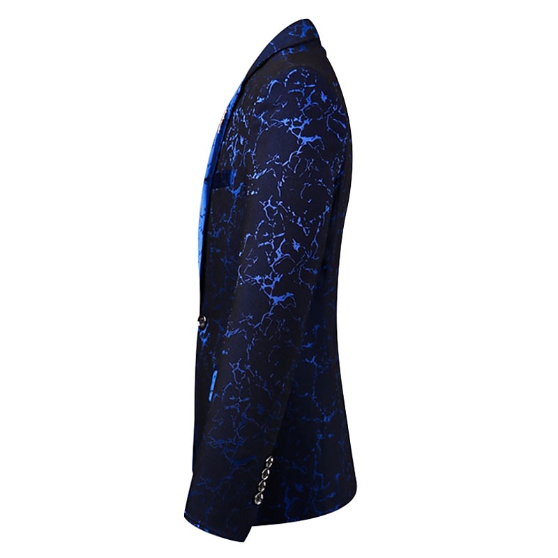 Men's Blazer Jacket Blazer Notch Collar Retro Pattern Black Wine Blue Slim Fit Single Breasted One-button4