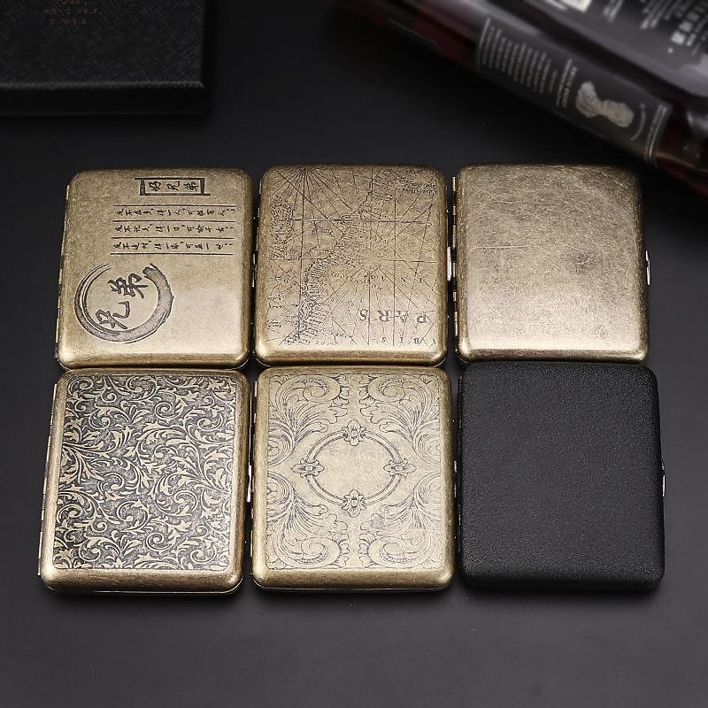 Vintage Cigarette Case with Both Sides Open to Support Generation of Bronze Condensed Flower Metal Flip-top Carved(Can Hold 20 Cigarette)2