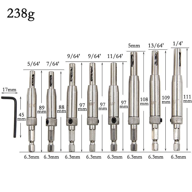 8pcs Door Lock & Hinge Drill Bit Set Self Centering Pilot Hole HSS Hex Shank Wood Tool Hole Saw DIY Wholesale Price3