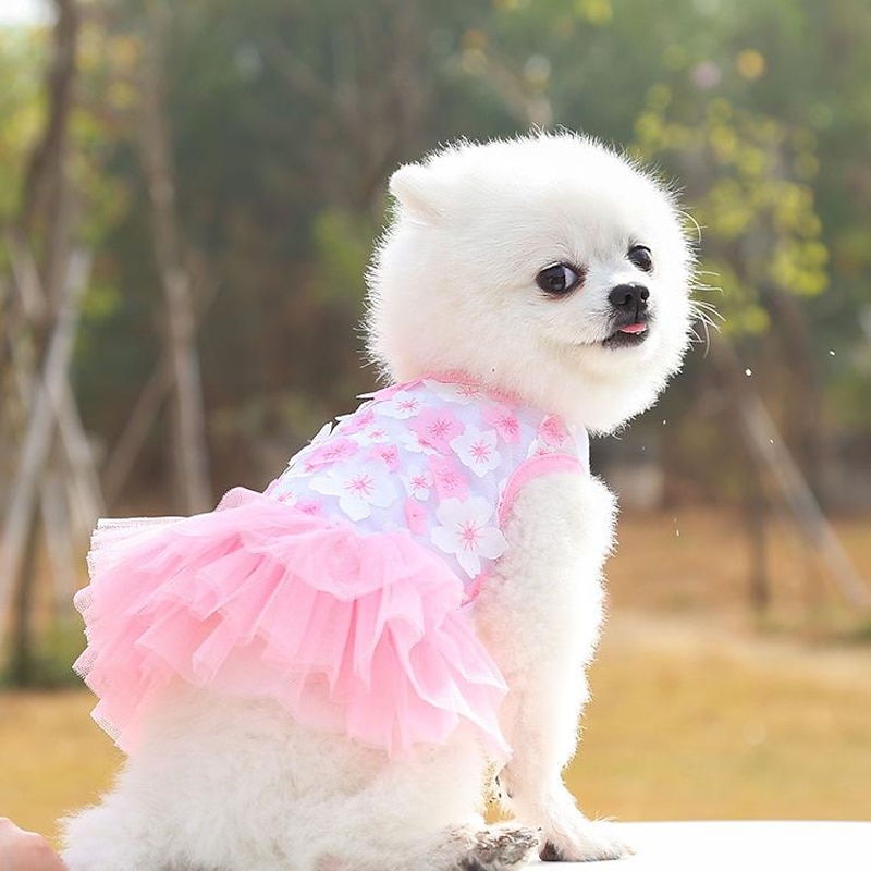 Chihuahua Dog Dress, Summer Cute Female Puppy Dresses,Extra Small Girl Dog Pink Clothes, Pet Dog Outfits for Yorkie Teacup,Flower Sundress,Tiny Dog Skirt Cat Clothing XXS~S (XX-Small)4