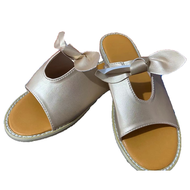 Women's Pink Slip-On Sandals with Bow Accent and Open-Toe Design – Cute and Comfortable Casual Footwear for Summer4