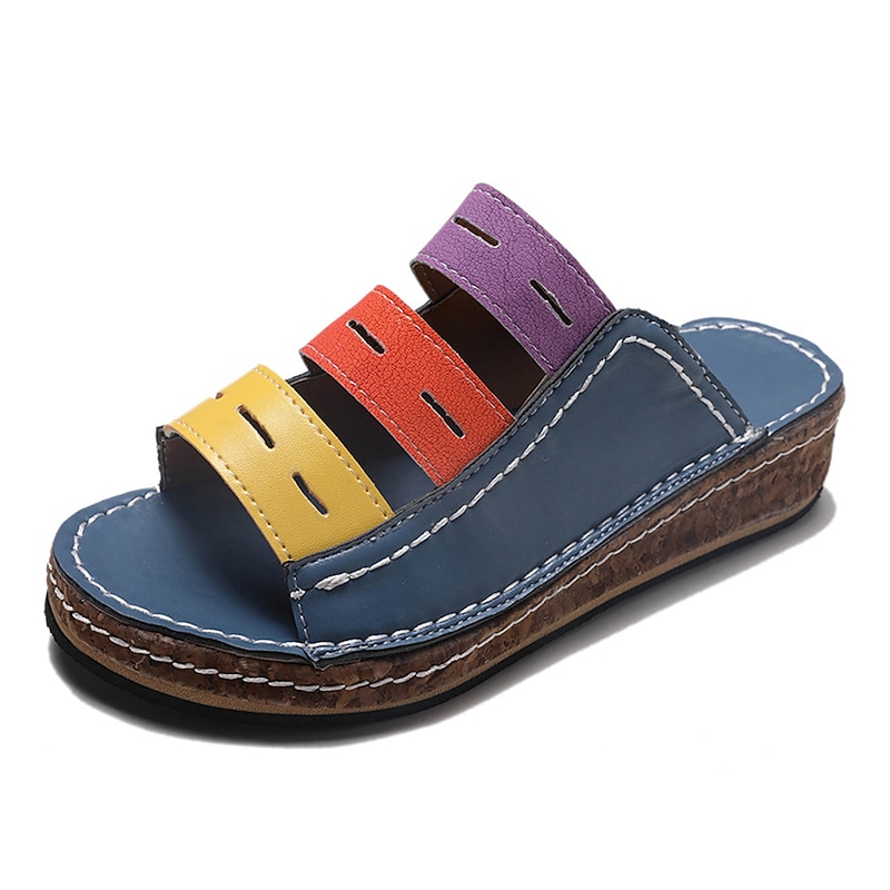 Colorful Women's Open-Toe Wedge Sandals with Cut-Out Design for Boho Summer and Casual Wear4