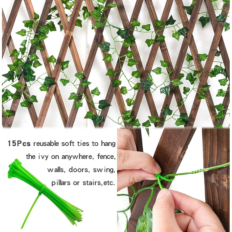 12Pack Artificial Ivy Garland Fake Plants 25.6m 84Ft Vine Hanging Garland with 120LED String Light Hanging for Home Kitchen Garden Office Wedding Wall Decor3