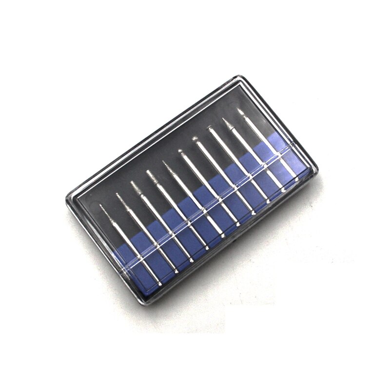 10pc Electric Drill Diamond Grinding Needle Box Nail Grinding Head Brazing Grinding Rod Mini Electric Grinding Carving Accessories