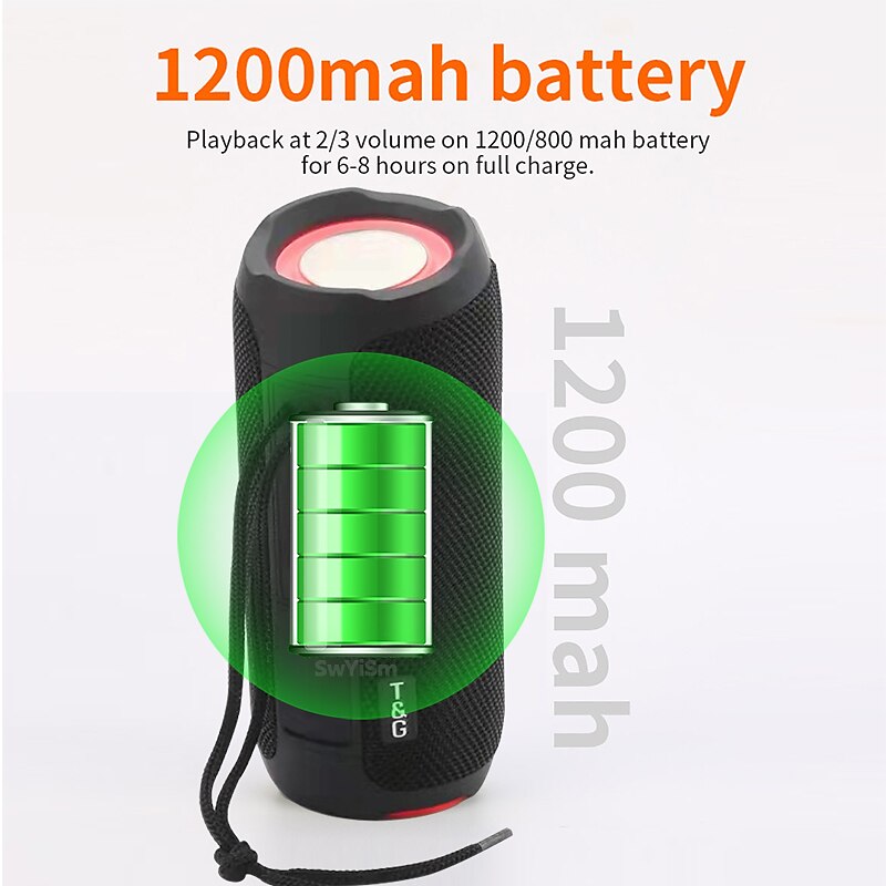 TG227 Portable Bluetooth Speaker Wireless Bass Subwoofer Waterproof Outdoor Column Boombox Music Center FM TFStereo Loudspeaker3