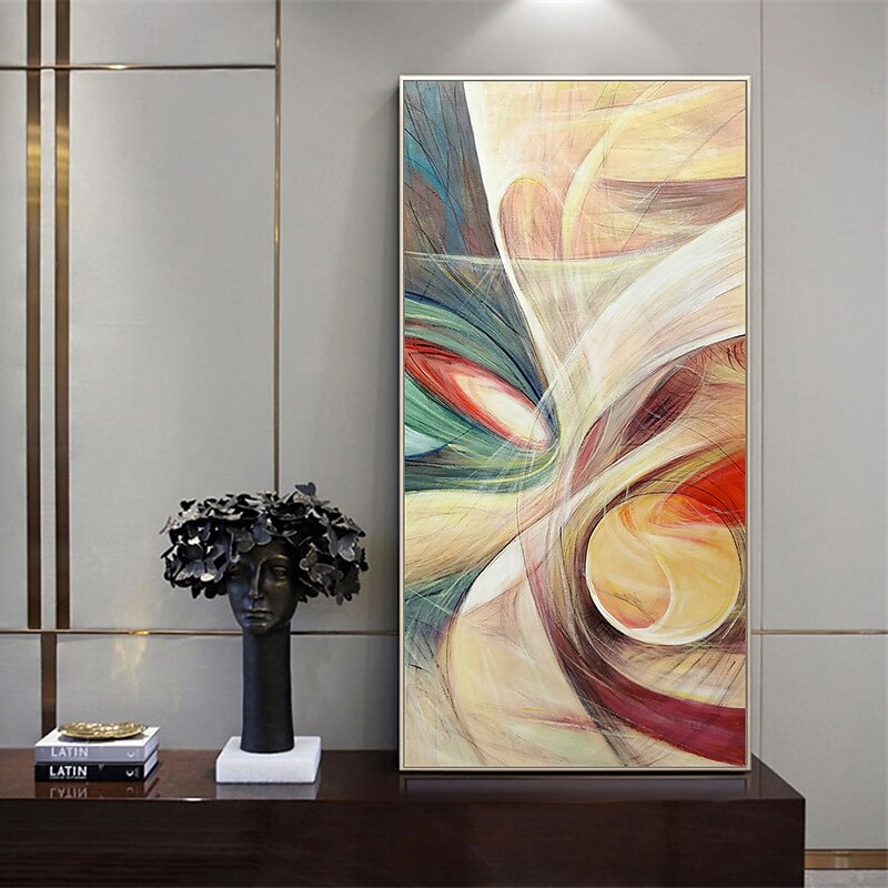 Oil Painting Hand Painted Vertical Abstract Contemporary Modern Rolled Canvas (No Frame)4