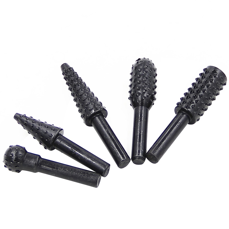 5pcs High Carbon Steel Black Rotary Burrs Cutter Engraving Grinding Bit For Rotary File Cutter Tools Woodworking DIY