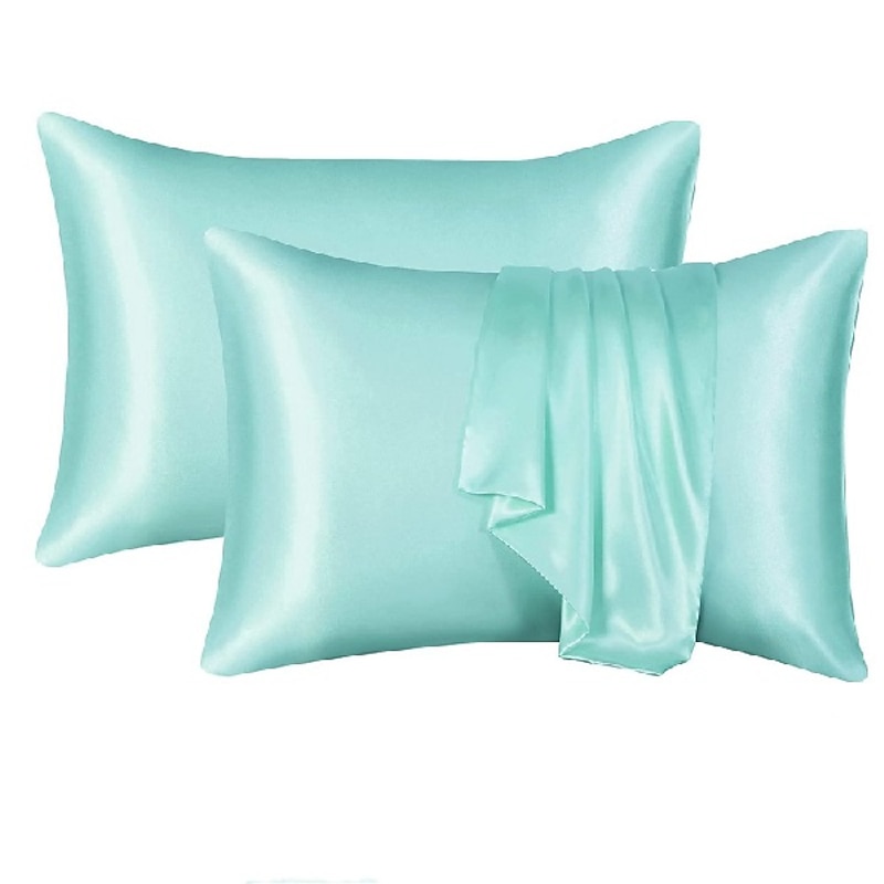Satin Pillowcase for Hair and Skin 2 Pack Silky Satin Pillow Cases No Zipper Pillow Covers with Envelope Closure Suit 9