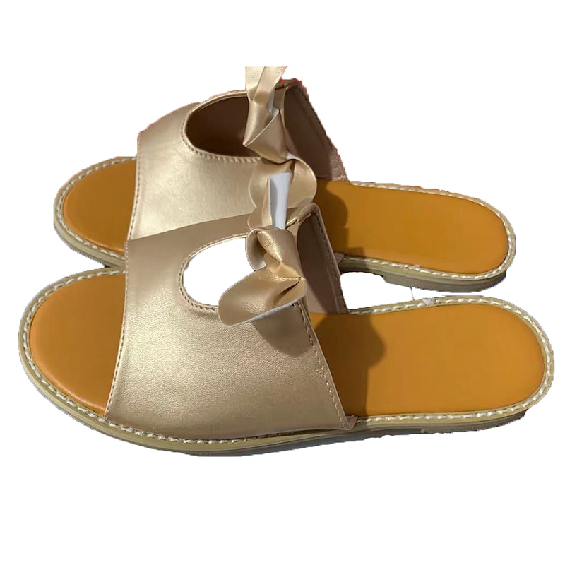 Women's Pink Slip-On Sandals with Bow Accent and Open-Toe Design – Cute and Comfortable Casual Footwear for Summer3