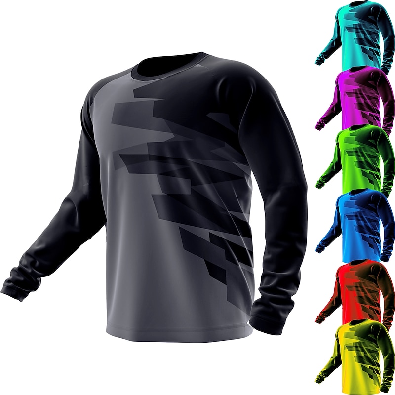 Men's Downhill Jersey Long Sleeve Mountain Bike MTB Road Bike Cycling Yellow Red Blue Bike Jersey UV Resistant Breathable Quick Dry Polyester Sports Geometric Clothing Apparel2