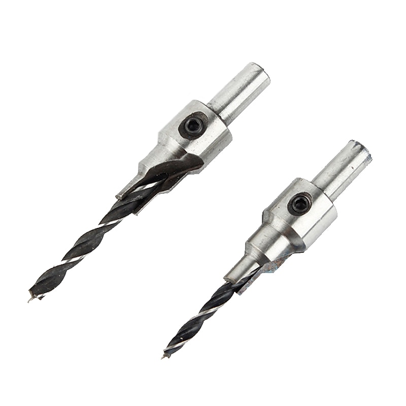 2pcs/Set Countersink Drill Bit Set 2 Flute 3steps 4mm/6mm 5mm/7mm Power Tools For Wood Reamer Woodworking Chamfer Kits2
