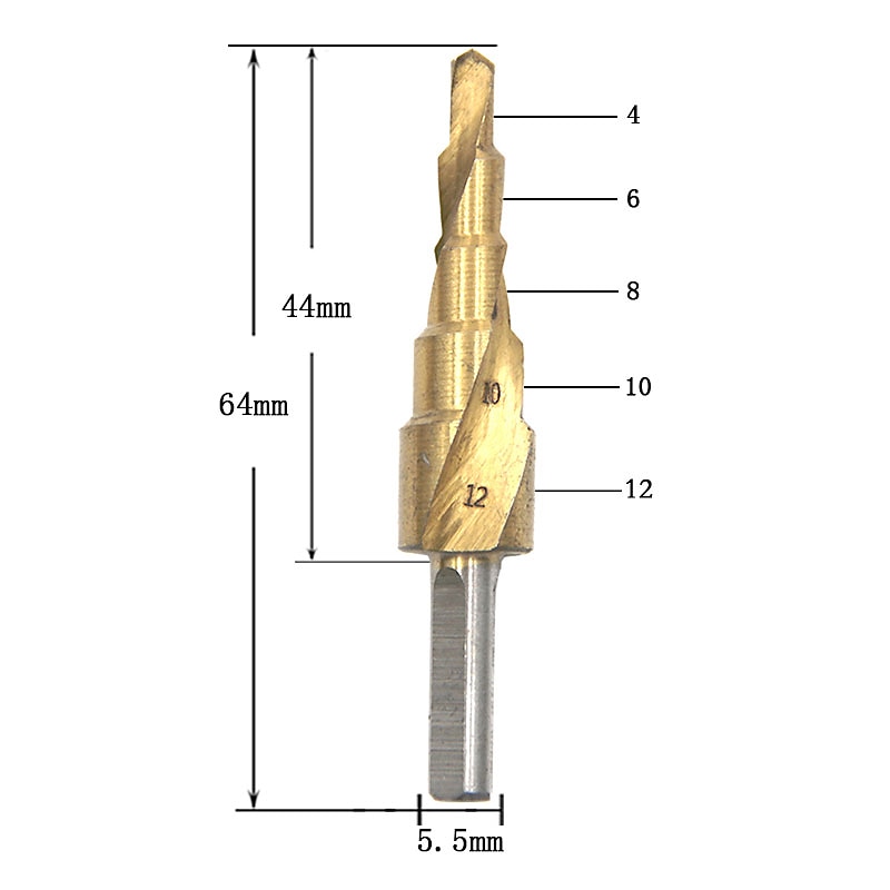 HSS Step Drill Bits 4mm-12mm Spiral groove Power Tools Triangular handle Wholesale Price High Quality metal Drilling Titanium4