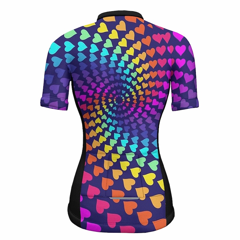 Women's Cycling Jersey Heart 3D Funny Short Sleeve Bike Jersey Top with 3 Rear Pockets Mountain Bike MTB Road Bike Cycling Quick Dry Reflective Strips Back Pocket Moisture Wicking Sports Yellow3