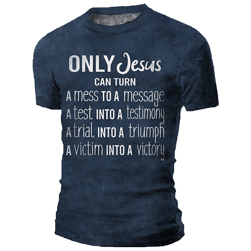 Men's Letter Graphic Prints T Shirt Casual Style Cotton Short Sleeve Graphic Shirt Black Blue Comfortable Tee Outdoor Street Fashion Designer Clothing - Main Image