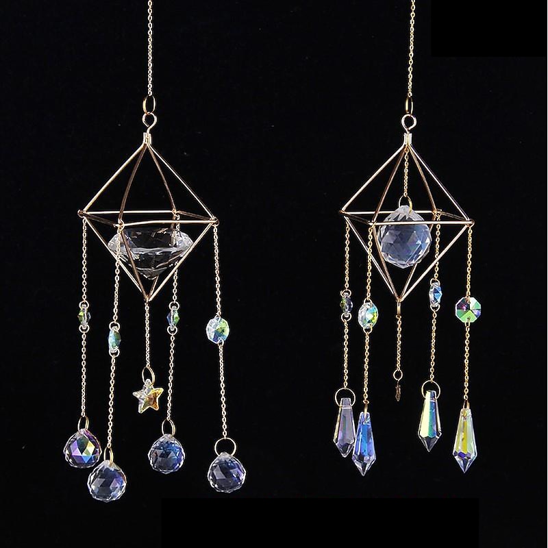 Colorful Ball Dream Catcher Handmade Gift Natural Crystal Wind Chimes Ornament Wall Hanging Decor Art Creative Home Pendant