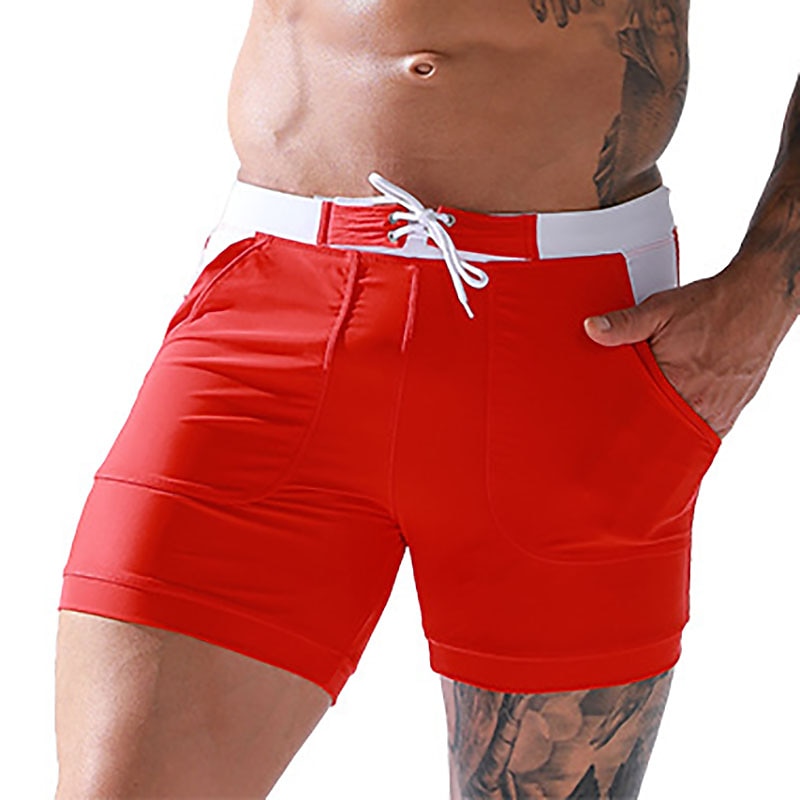 Men's Swim Trunks Swim Shorts Board Shorts Bathing Suit Drawstring Mesh Lining with Pockets Swimming Surfing Beach Water Sports Solid Colored Summer4