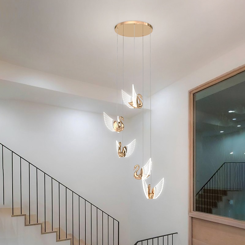 60cm Cluster Design Pendant Light LED Swan Design Metal Artistic Style Electroplated Contemporary Modern 220-240V2